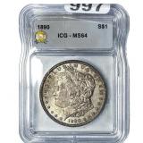 1890 Morgan Silver Dollar ICG MS64