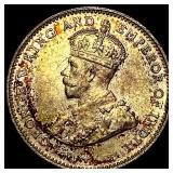 1919 Straits Settlements Silver 10 Cents CHOICE AU