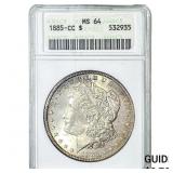 1885-CC Morgan Silver Dollar ANACS MS64