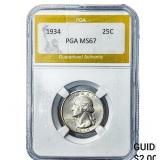 1934 Washington Silver Quarter PGA MS67