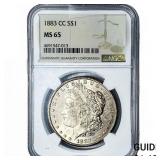 1883-CC Morgan Silver Dollar NGC MS65