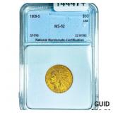 1908-S $5 Gold Half Eagle NNC MS62