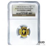 1990 Isle of man Gold 1/10C Penny Black Ann. NGC P