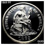 1869 PF Seated Liberty Dime SUPERB GEM PROOF