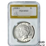 1928-S Silver Peace Dollar PGA MS64