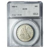 1858-O Seated Liberty Half Dollar SEGS AU50