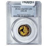 1992W 1/4oz Gold Commemorative $5-Columbus PR69