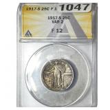 1917-S Standing Liberty Quarter ANACS F12 Var 2