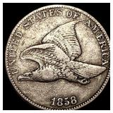 1858 Copper-Nickel Flying Eagle Cent NEARLY  UNCI