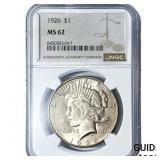 1926 Silver Peace Dollar NGC MS62