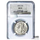 1943-S Walking Liberty Half Dollar NGC MS64