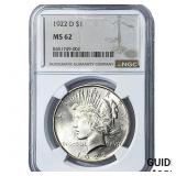 1922-D Silver Peace Dollar NGC MS62