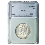 1943 Walking Liberty Half Dollar NNC MS66