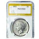 1921 Silver Peace Dollar PGA MS63