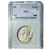 1945 Walking Liberty Half Dollar PGA MS66
