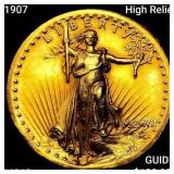 1907 High Relief $20 Gold Double Eagle CHOICE BU