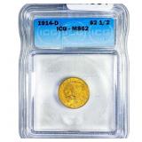1914-D $2.50 Gold Quarter Eagle ICG MS62