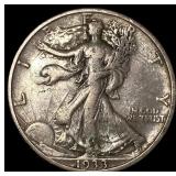 1933-S Silver Walking Liberty Half Dollar NEARLY U