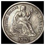 1891 Silver Dime CLOSELY UNCIRCULATED