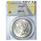 1923-S Silver Peace Dollar ANACS MS62