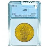 1874-CC $20 Gold Double Eagle NNC AU58