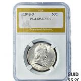 1948-D Franklin Half Dollar PGA MS67 FBL