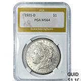 1921-D Morgan Silver Dollar PGA MS64