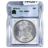1878-CC Morgan Silver Dollar ICG MS64