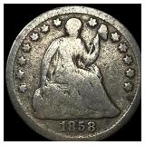 1858 Silver Seated Liberty Half Dime NICELY  CIRC