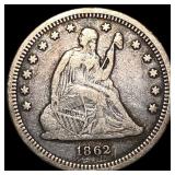 1862 Seated Liberty Quarter LIGHTLY CIRCULATED