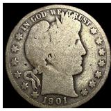 1901-O Silver Barber Half Dollar NICELY CIRCULATED