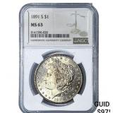 1891-S Morgan Silver Dollar NGC MS63
