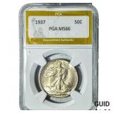 1937 Walking Liberty Half Dollar PGA MS66