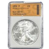 1990-P Silver Eagle SGS MS70
