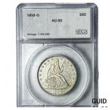 1858-O Seated Liberty Half Dollar SEGS AU50