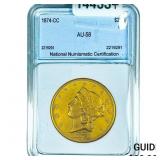 1874-CC $20 Gold Double Eagle NNC AU58
