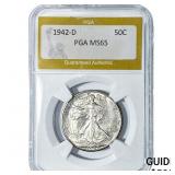 1942-D Walking Liberty Half Dollar PGA MS65