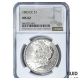 1883-CC Morgan Silver Dollar NGC MS62