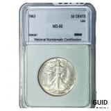 1943 Walking Liberty Half Dollar NNC MS66