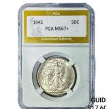 1945 Walking Liberty Half Dollar PGA MS67+