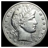 1911 Silver Half Dollar Barber CLOSELY  UNCIRCULA