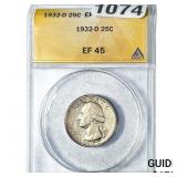 1932-D Washington Silver Quarter ANACS EF45
