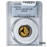 1992W 1/4oz Gold Commemorative $5-Columbus PR69