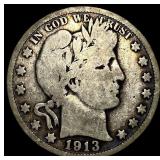 1913 Silver Barber Half Dollar NICELY  CIRCULATED