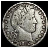 1912-D Silver Barber Half Dollar NEARLY UNCIRCULAT