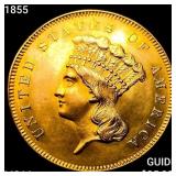 1855 $3 Gold Piece CHOICE BU+