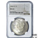 1884-CC Morgan Silver Dollar NGC MS63