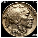 1937-D 3 Leg Buffalo Nickel CHOICE BU