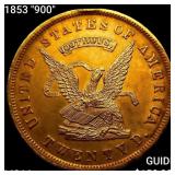 1853 "900" US $20 Gold Assay CHOICE BU