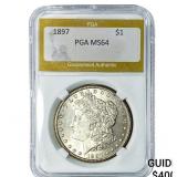 1897 Morgan Silver Dollar PGA MS64